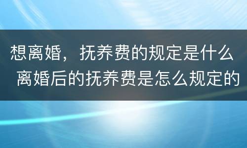 想离婚，抚养费的规定是什么 离婚后的抚养费是怎么规定的