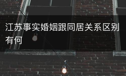 江苏事实婚姻跟同居关系区别有何