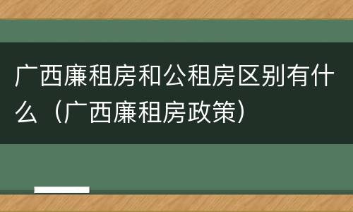 广西廉租房和公租房区别有什么（广西廉租房政策）