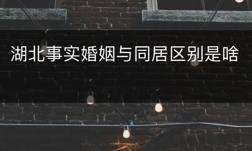 湖北事实婚姻与同居区别是啥