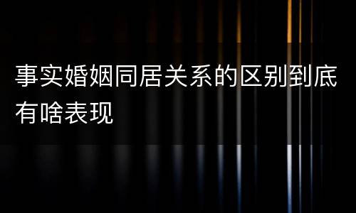 事实婚姻同居关系的区别到底有啥表现