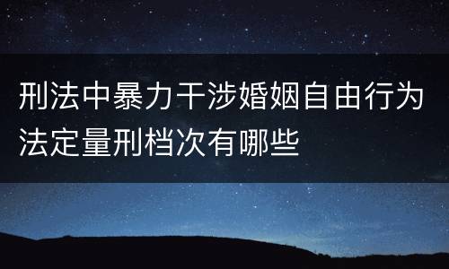 刑法中暴力干涉婚姻自由行为法定量刑档次有哪些