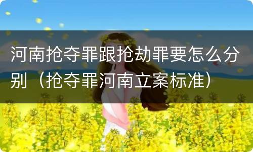 河南抢夺罪跟抢劫罪要怎么分别（抢夺罪河南立案标准）