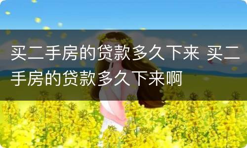 买二手房的贷款多久下来 买二手房的贷款多久下来啊