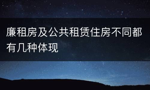 廉租房及公共租赁住房不同都有几种体现