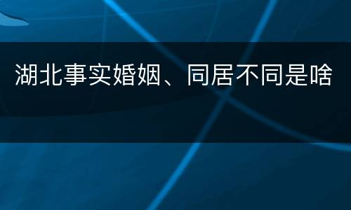 湖北事实婚姻、同居不同是啥