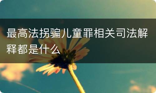 最高法拐骗儿童罪相关司法解释都是什么