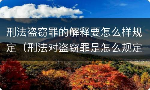 刑法盗窃罪的解释要怎么样规定（刑法对盗窃罪是怎么规定的?）