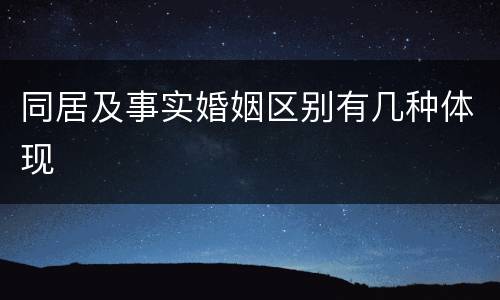 同居及事实婚姻区别有几种体现