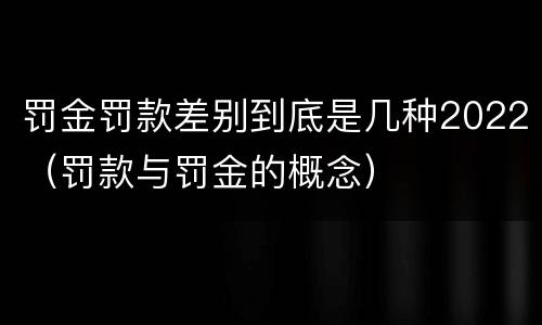 罚金罚款差别到底是几种2022（罚款与罚金的概念）