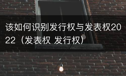 该如何识别发行权与发表权2022（发表权 发行权）