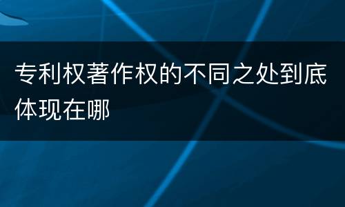 专利权著作权的不同之处到底体现在哪