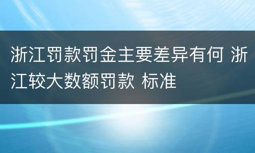 浙江罚款罚金主要差异有何 浙江较大数额罚款 标准