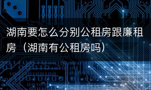 湖南要怎么分别公租房跟廉租房（湖南有公租房吗）
