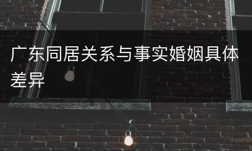 广东同居关系与事实婚姻具体差异