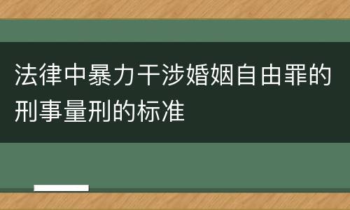 法律中暴力干涉婚姻自由罪的刑事量刑的标准