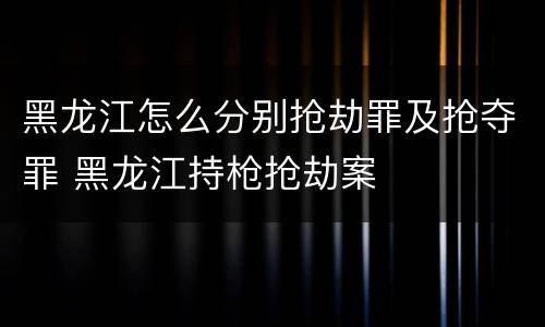 黑龙江怎么分别抢劫罪及抢夺罪 黑龙江持枪抢劫案