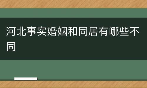 河北事实婚姻和同居有哪些不同
