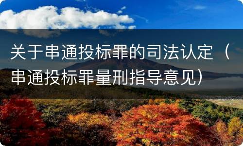 关于串通投标罪的司法认定（串通投标罪量刑指导意见）