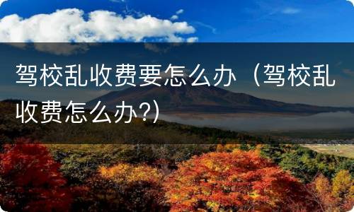 驾校乱收费要怎么办（驾校乱收费怎么办?）