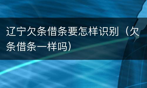 辽宁欠条借条要怎样识别（欠条借条一样吗）