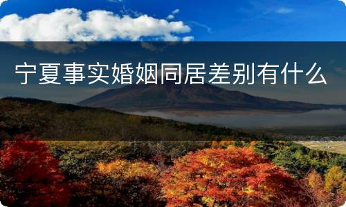 宁夏事实婚姻同居差别有什么