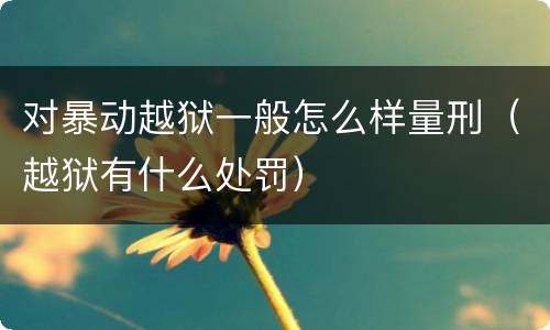 对暴动越狱一般怎么样量刑（越狱有什么处罚）