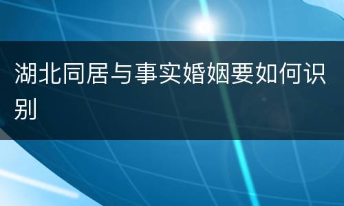 湖北同居与事实婚姻要如何识别