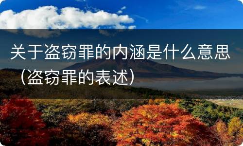 关于盗窃罪的内涵是什么意思（盗窃罪的表述）