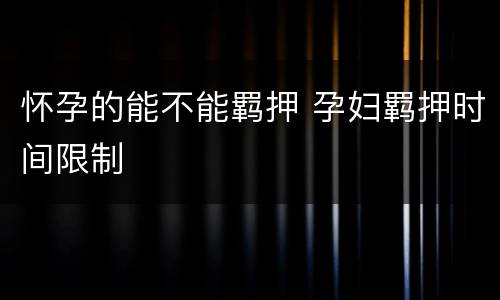 怀孕的能不能羁押 孕妇羁押时间限制