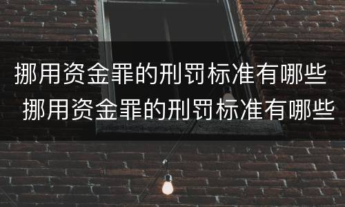 挪用资金罪的刑罚标准有哪些 挪用资金罪的刑罚标准有哪些条款