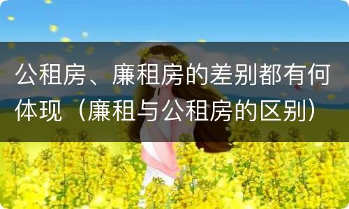 公租房、廉租房的差别都有何体现（廉租与公租房的区别）