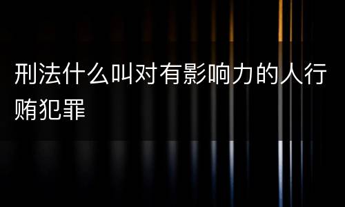 刑法什么叫对有影响力的人行贿犯罪