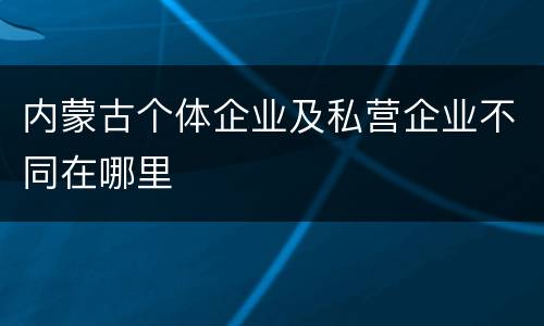 内蒙古个体企业及私营企业不同在哪里