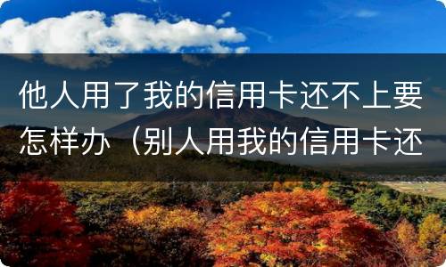 他人用了我的信用卡还不上要怎样办（别人用我的信用卡还不上妙招）