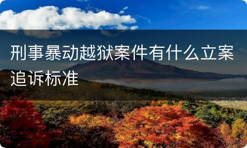 刑事暴动越狱案件有什么立案追诉标准