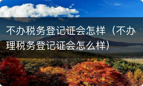 不办税务登记证会怎样（不办理税务登记证会怎么样）