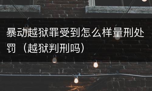 暴动越狱罪受到怎么样量刑处罚（越狱判刑吗）