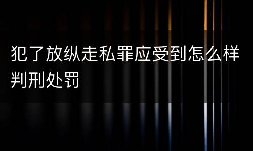 犯了放纵走私罪应受到怎么样判刑处罚