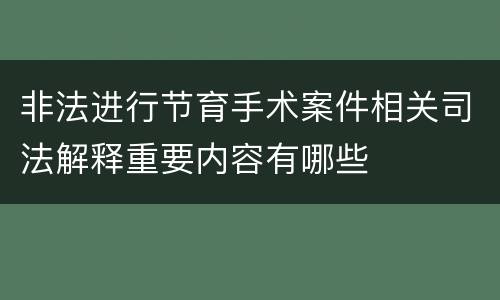 非法进行节育手术案件相关司法解释重要内容有哪些