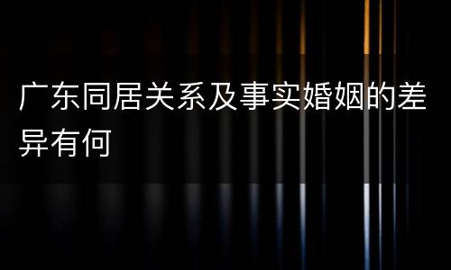 广东同居关系及事实婚姻的差异有何