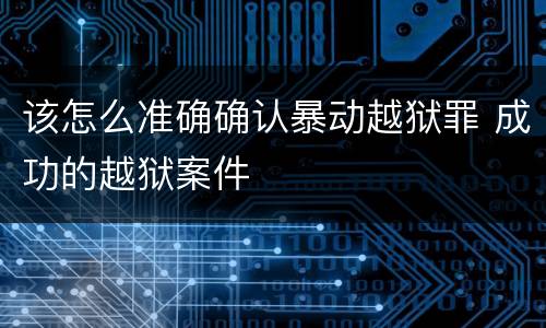 该怎么准确确认暴动越狱罪 成功的越狱案件