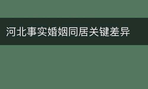 河北事实婚姻同居关键差异