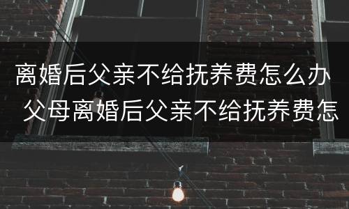 离婚后父亲不给抚养费怎么办 父母离婚后父亲不给抚养费怎么办