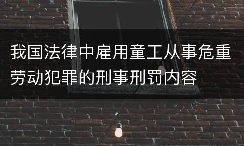 我国法律中雇用童工从事危重劳动犯罪的刑事刑罚内容