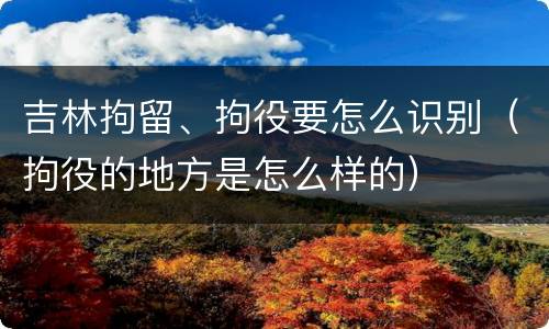 吉林拘留、拘役要怎么识别（拘役的地方是怎么样的）