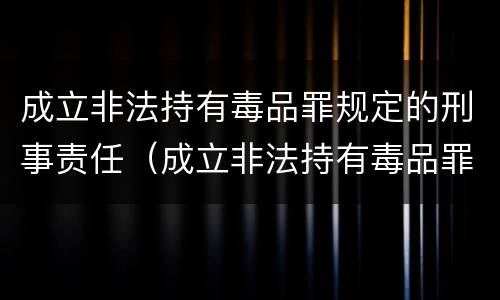 成立非法持有毒品罪规定的刑事责任（成立非法持有毒品罪规定的刑事责任）