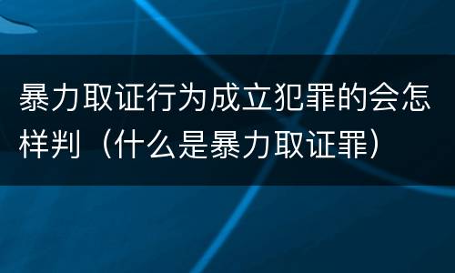 暴力取证行为成立犯罪的会怎样判（什么是暴力取证罪）