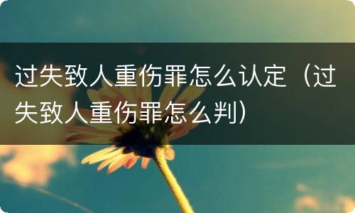 过失致人重伤罪怎么认定（过失致人重伤罪怎么判）