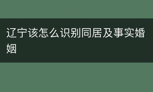 辽宁该怎么识别同居及事实婚姻